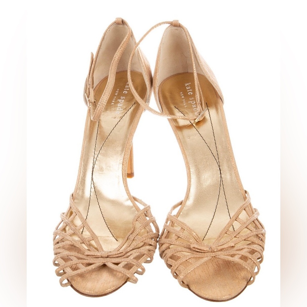 Kate Spade New York Grammercy Gold Nappa Leather Ankle Strap Women's Heel Sandal